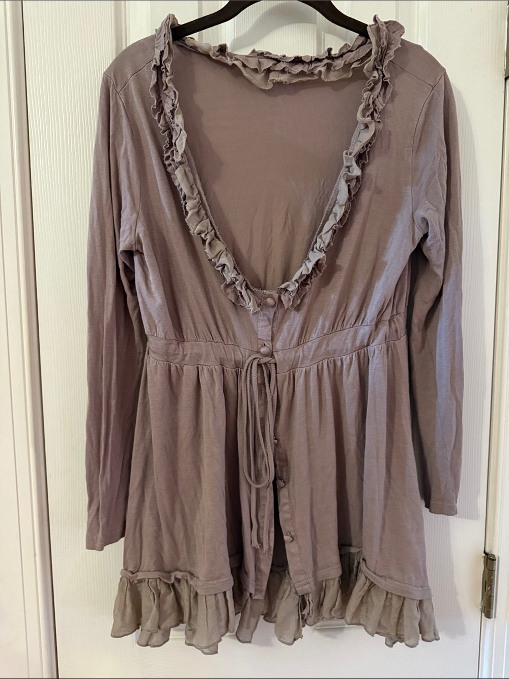A'Reve Dusty Mauve Ruffle Tie-Front Top